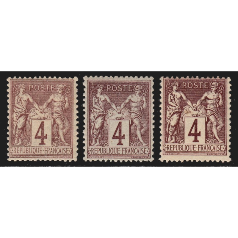 n°88/88a/88b, les 3 nuances, Sage 4c lilas-brun, neufs ** sans charnière - TB