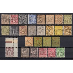 France 1876/1890 Lot Type Sage, nuances et oblitérations COTE +150€ - B/TB