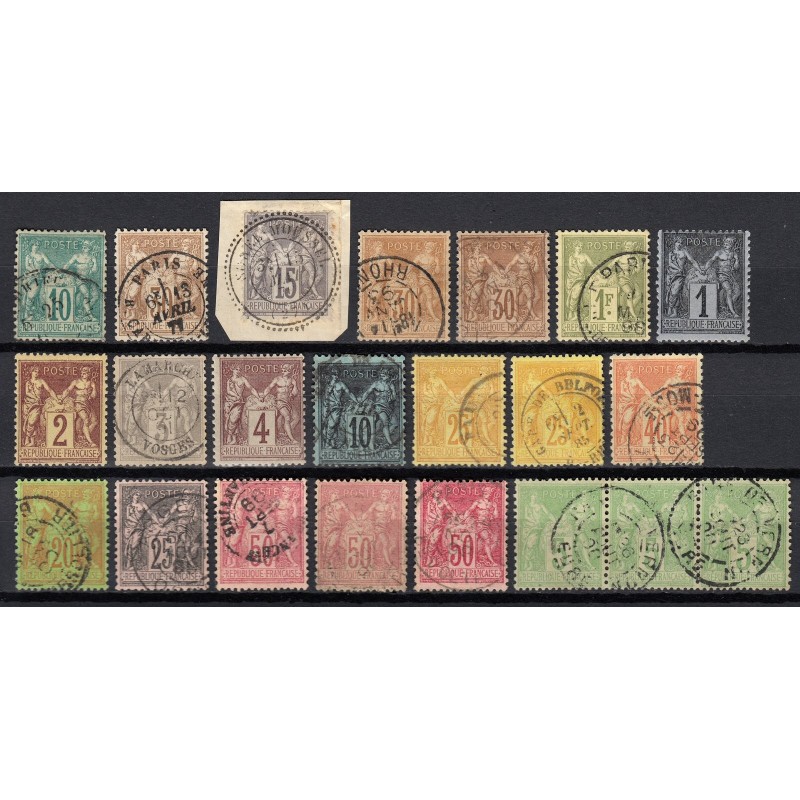 France 1876/1890 Lot Type Sage, nuances, oblitérés et neufs COTE +180€ - B/TB