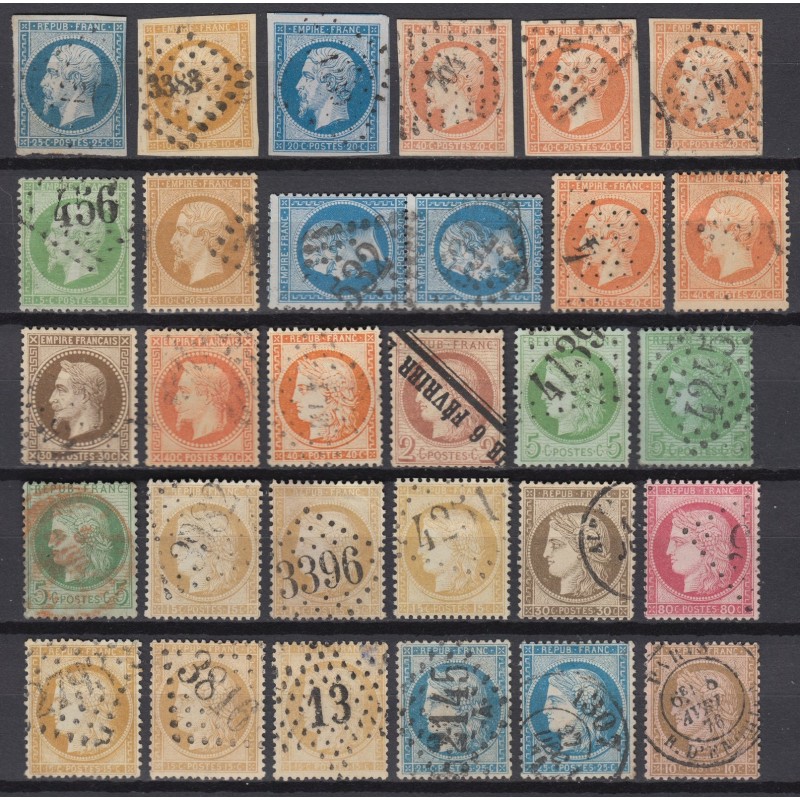 France 1852/1875 Lot Napoléon et Cérès, nuances, oblitérés COTE +400€ - B/TB