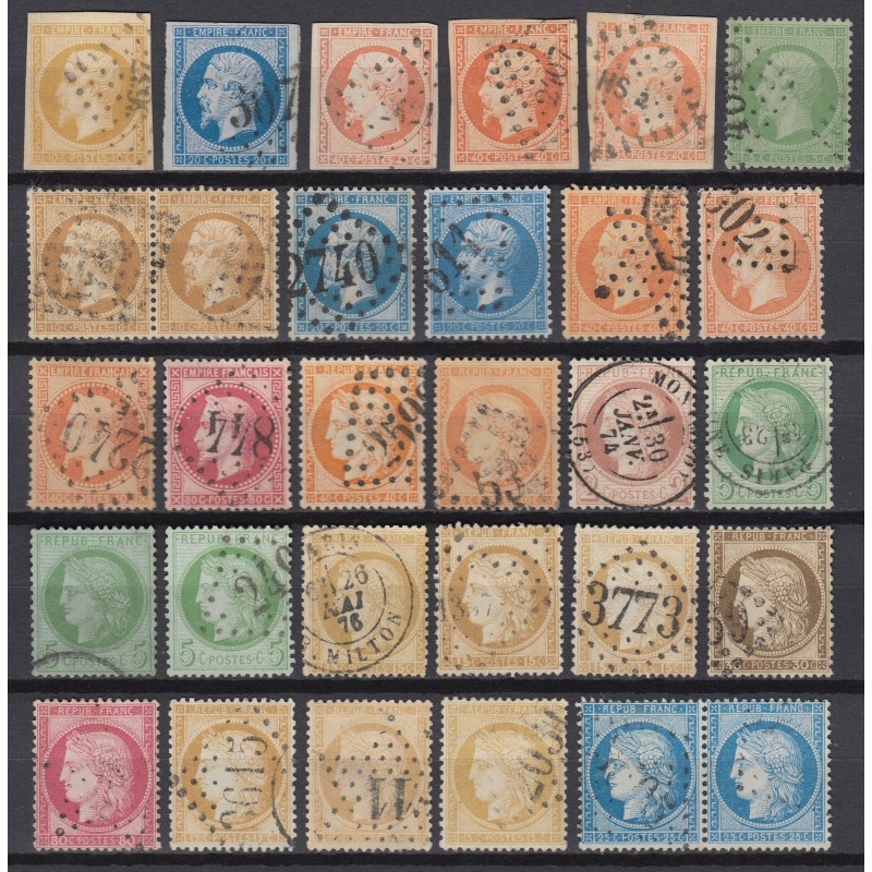 France 1853/1875 Lot Napoléon et Cérès, nuances, oblitérés COTE +350€ - B/TB