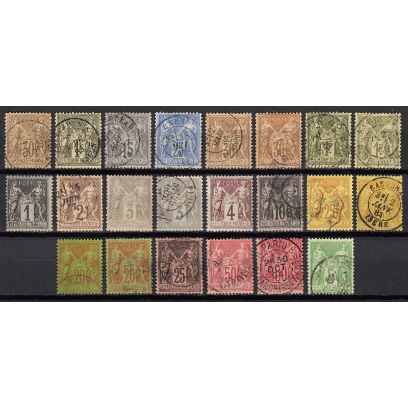 France 1876/1890 Lot Type Sage, nuances, oblitérés et neufs COTE +160€ - B/TB
