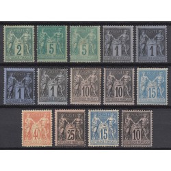 France 1876/1898, Sage, lot de 14 timbres neufs (*) sans gomme COTE 260€ - B/TB