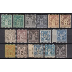 France 1876/1898, Sage, lot de 16 timbres neufs * , TB D'ASPECT, COTE 674€
