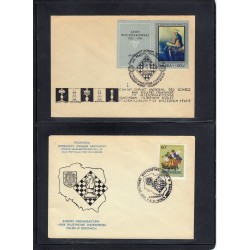 Jeu d'échecs, lot de 90 lettres, cartes, cachets illustrés, années 1947/2005