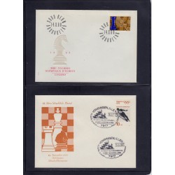 Jeu d'échecs, lot de 90 lettres, cartes, cachets illustrés, années 1947/2005
