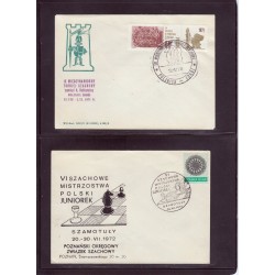 Jeu d'échecs, lot de 90 lettres, cartes, cachets illustrés, années 1947/2005