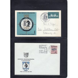 Jeu d'échecs, lot de 90 lettres, cartes, cachets illustrés, années 1947/2005
