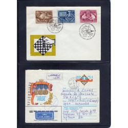 Jeu d'échecs, lot de 90 lettres, cartes, cachets illustrés, années 1947/2005