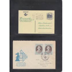 Jeu d'échecs, lot de 90 lettres, cartes, cachets illustrés, années 1947/2005