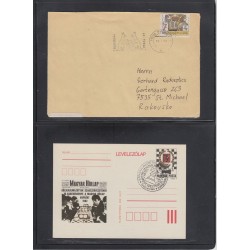 Jeu d'échecs, lot de 90 lettres, cartes, cachets illustrés, années 1947/2005