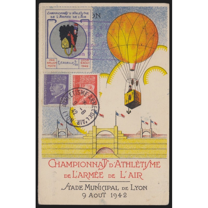 n°509 + 511 + vignette "Championnats d'athlétisme de l'Armée de l'Air" 9/8/1942