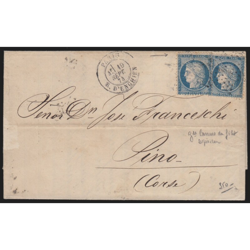 n°60A, Cérès 25c bleu, Type I, dont variété "grande cassure du filet" s/lettre