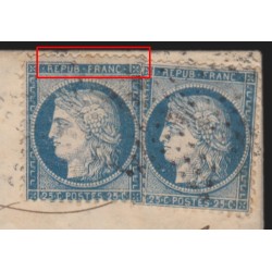 n°60A, Cérès 25c bleu, Type I, dont variété "grande cassure du filet" s/lettre