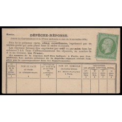 n°20, Napoléon III Empire dentelé, 5c vert, neuf sur dépêche-réponse, neuve