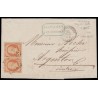 n°16, paire, 40c ORANGE-VIF, oblitéré Châteauroux, lettre pour Argenton - TB