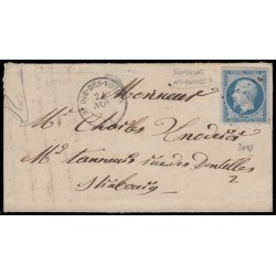 n°14Af, 20c BLEU-LAITEUX, oblitéré PC 3043 SAINT-DIE-DES-VOSGES pour Strasbourg