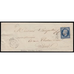 n°14Aa, 20c BLEU-FONCÉ, oblitéré PC 3408 TRAPPES sur lettre pour Paris - TB