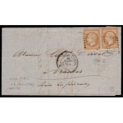 n°13B, 10c brun-clair, Type II, oblitéré bureau de Paris A pour Nantes - TB