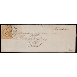 n°13A, 10c bistre, oblitéré Bureau de Paris L sur lettre pour Paris - TB