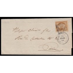 n°13B, petit coin de feuille, 10c brun-clair, Type II, Bureau de Paris D - TB