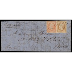 n°13B + 16, oblitérés PC 3704 ALEXANDRIE Egypte sur lettre taxée pour Paris