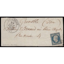n°10, Présidence 25c bleu, oblitéré PC 520 càd Type13 BRIANÇON devant de lettre