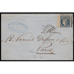 n°4a, bord de feuille, Cérès 25c bleu-foncé, oblitéré PC 1896 Marseille - B/TB