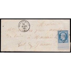 n°14Ac, 20c BLEU-SUR-AZURÉ avec filet d'encadrement, SUPERBE, Certificat ROUMET