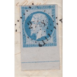 n°14Ac, 20c BLEU-SUR-AZURÉ avec filet d'encadrement, SUPERBE, Certificat ROUMET