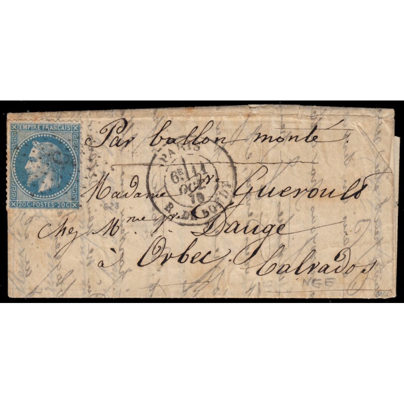 Ballon monté "Le Washington" ou "Le Louis Blanc" pour Orbec - Certificat ROUMET