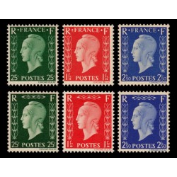 n°701A/701F, non émis de Londres 1942, neufs ** sans charnière - CERTIFICAT
