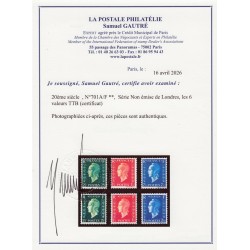 n°701A/701F, non émis de Londres 1942, neufs ** sans charnière - CERTIFICAT