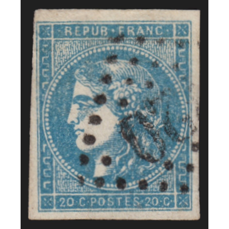 n°45Cd, Cérès de Bordeaux, 20c BLEU-CLAIR, Type II, R3, oblitéré - TB