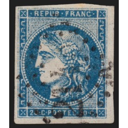 n°45C, Cérès de Bordeaux, 20c bleu, Type II, R3, oblitéré gros chiffres - TB