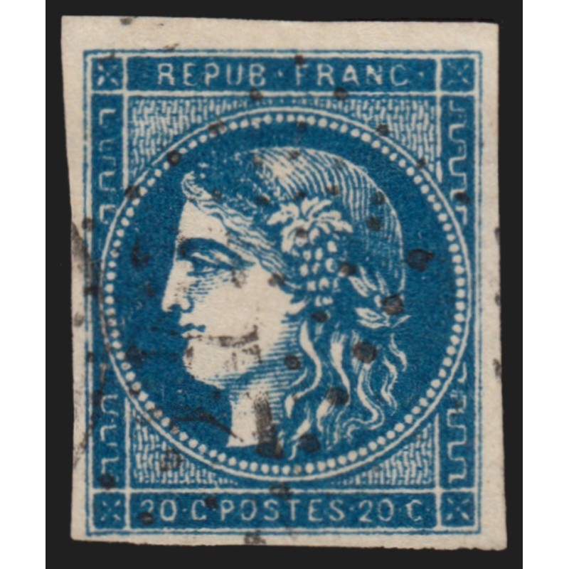 n°45Ca, Cérès de Bordeaux, 20c BLEU-FONCÉ, Type II, R3, oblitéré - TB