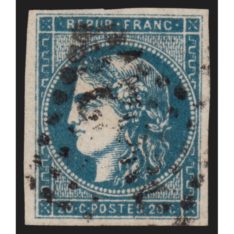n°45Cf, Cérès de Bordeaux, 20c BLEU-VERDÂTRE-FONCÉ, Type II, R3, oblitéré - TB