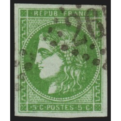 n°42B, Cérès de Bordeaux, 5c vert-jaune, oblitéré, signé CALVES - TB