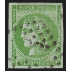 n°42B, Cérès de Bordeaux, 5c vert-jaune clair, oblitéré, signé CALVES - TB