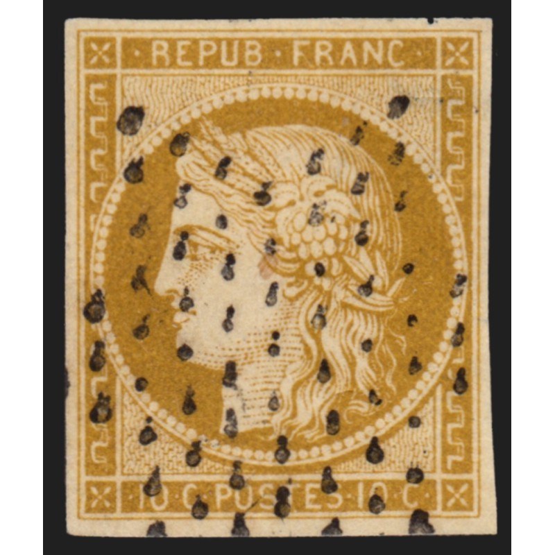 n°1, Cérès 1850, 10c bistre-jaune, oblitéré étoile de Paris - TB D'ASPECT