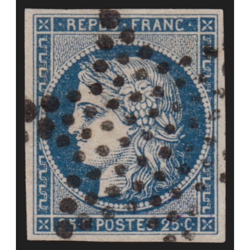 n°4, Cérès 1850, 25c bleu, oblitéré étoile de Paris, signé G.MARCHAND - TB