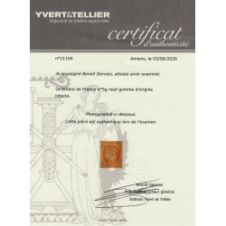 n°5g, Cérès 40c orange, neuf ** sans charnière, Certificat Yvert - SUPERBE
