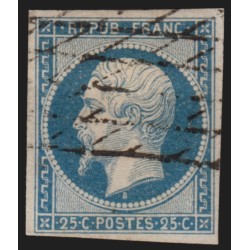 n°10, Napoléon Présidence 25c bleu, oblitéré GRILLE SANS FIN - TB