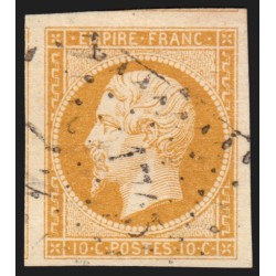 n°13A, Napoléon non-dentelé 1853, 10c bistre, Type I, oblitéré - SUPERBE