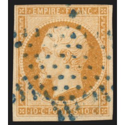 n°13A, Napoléon 10c bistre, oblitéré étoile bleue, signé SCHELLER - TB