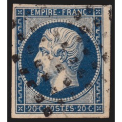 n°14Aa, 20c bleu-foncé, Type I, oblitéré GROS POINTS - TB