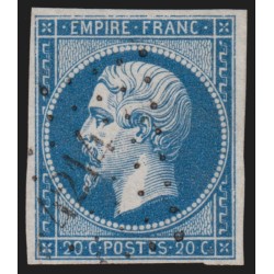 n°14B, Napoléon 20c bleu, Type II, oblitéré PC 4214 EVIAN Haute-Savoie - TB
