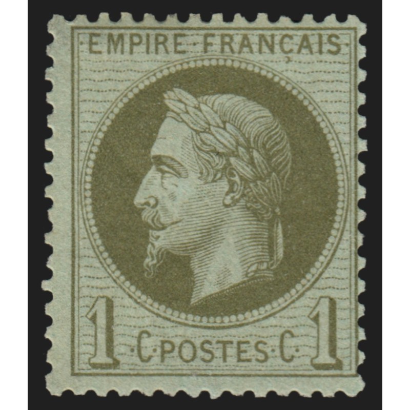 n°25, Napoléon Lauré 1c vert-bronze, neuf * avec petite charnière - TB