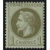 n°25, Napoléon Lauré 1c vert-bronze, neuf * avec petite charnière - TB