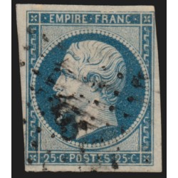 n°15, Napoléon non-dentelé 25c bleu, oblitéré losange petits chiffres - TB
